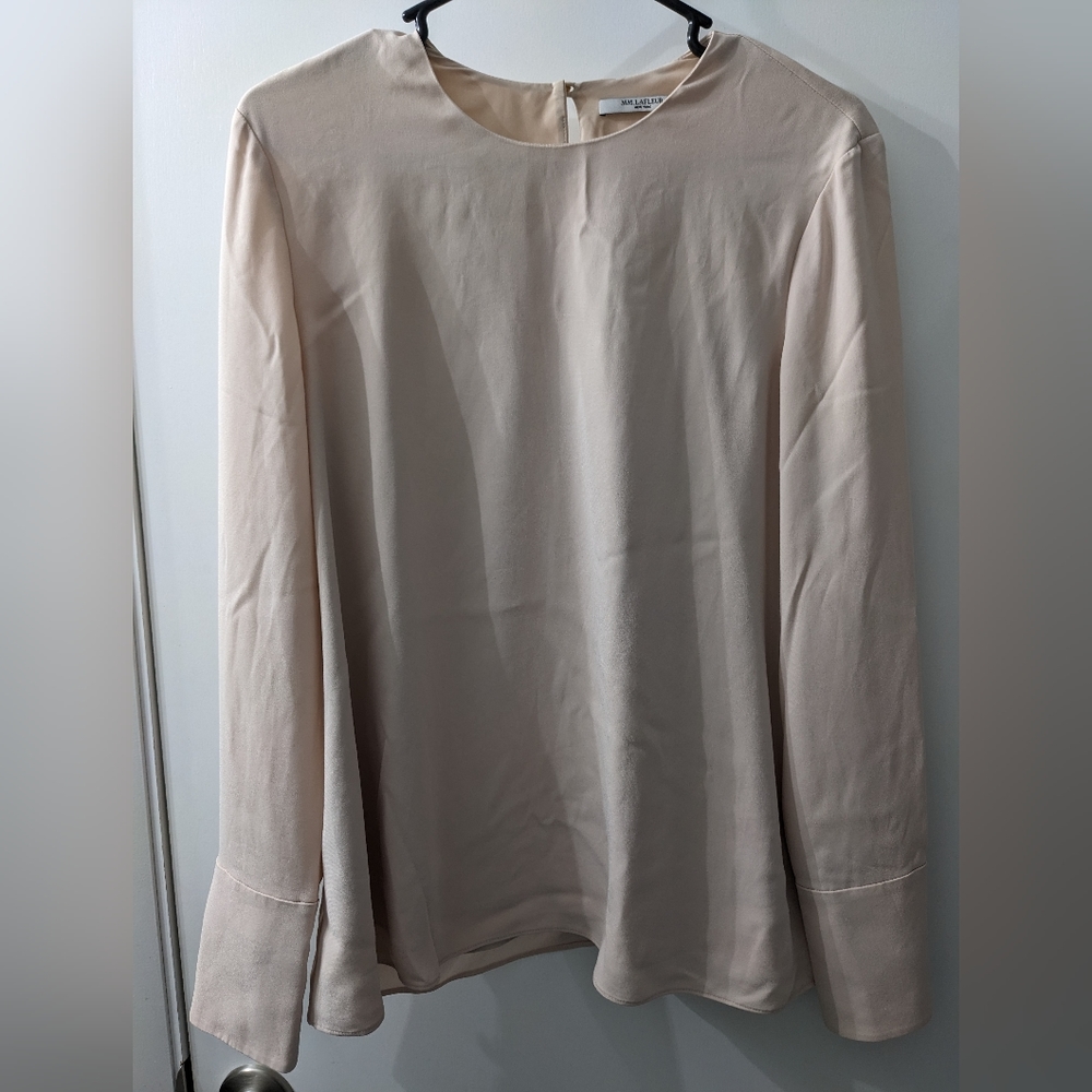 MM. Lafleur Blush Cream Long-Sleeve Silk Blouse
